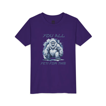 Youth Tee — "You All Yeti For This" Funny Yeti Kids T‑Shirt, Cute Snow Monster Graphic