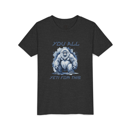 Youth Tee — "You All Yeti For This" Funny Yeti Kids T‑Shirt, Cute Snow Monster Graphic